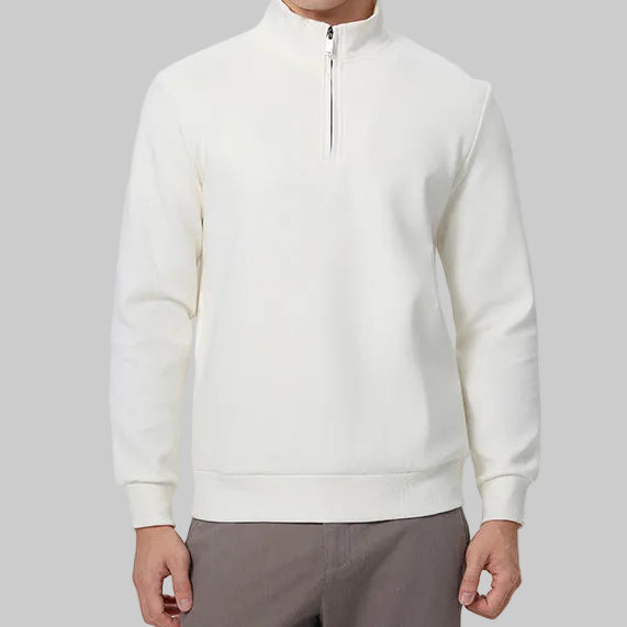 SOLARAYS Dual-Layer Jacquard Half-Zip Sweater