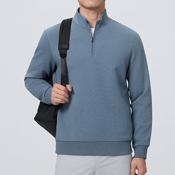 SOLARAYS Dual-Layer Jacquard Half-Zip Sweater