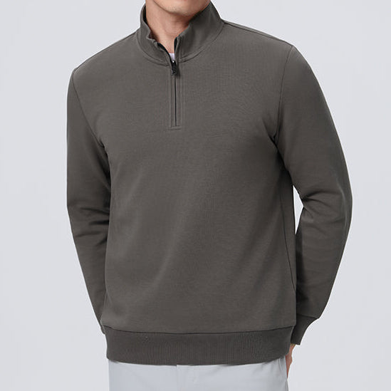 SOLARAYS Dual-Layer Jacquard Half-Zip Sweater