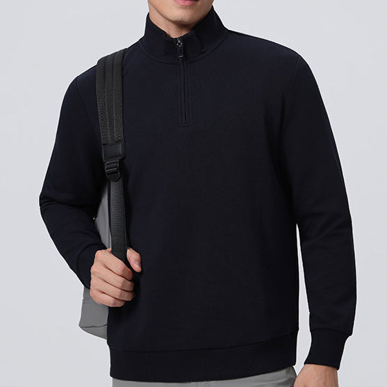 SOLARAYS Dual-Layer Jacquard Half-Zip Sweater