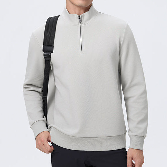 SOLARAYS Dual-Layer Jacquard Half-Zip Sweater
